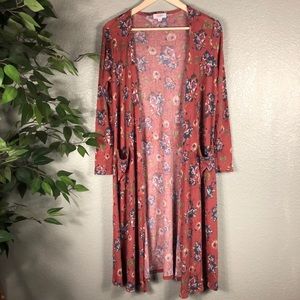 Lularoe Sarah Long Floral Cardigan Size Small